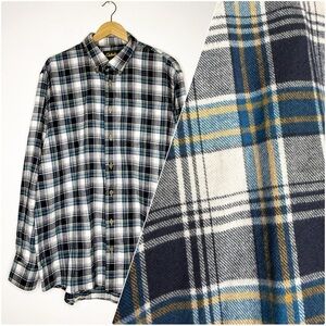 Cabela’s Plaid Long Sleeve Button Front Mens Flannel Shirt Size XL Tall